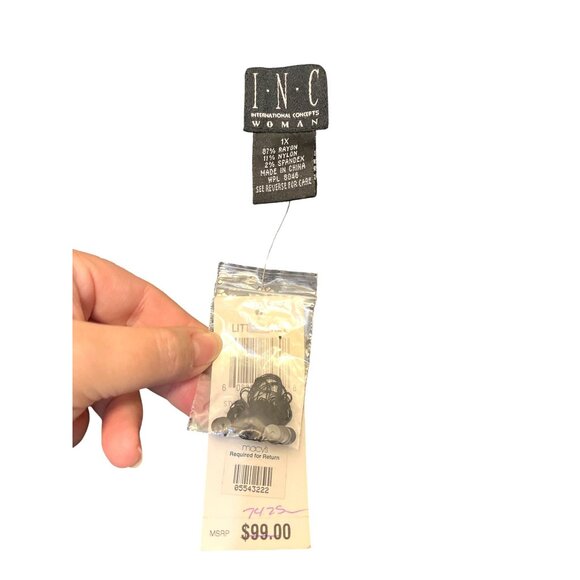 INC Black Sequin Tank Top 1X Womans Sleeveless Party Wear Rayon/Nylon/Spandex - Picture 3 of 4